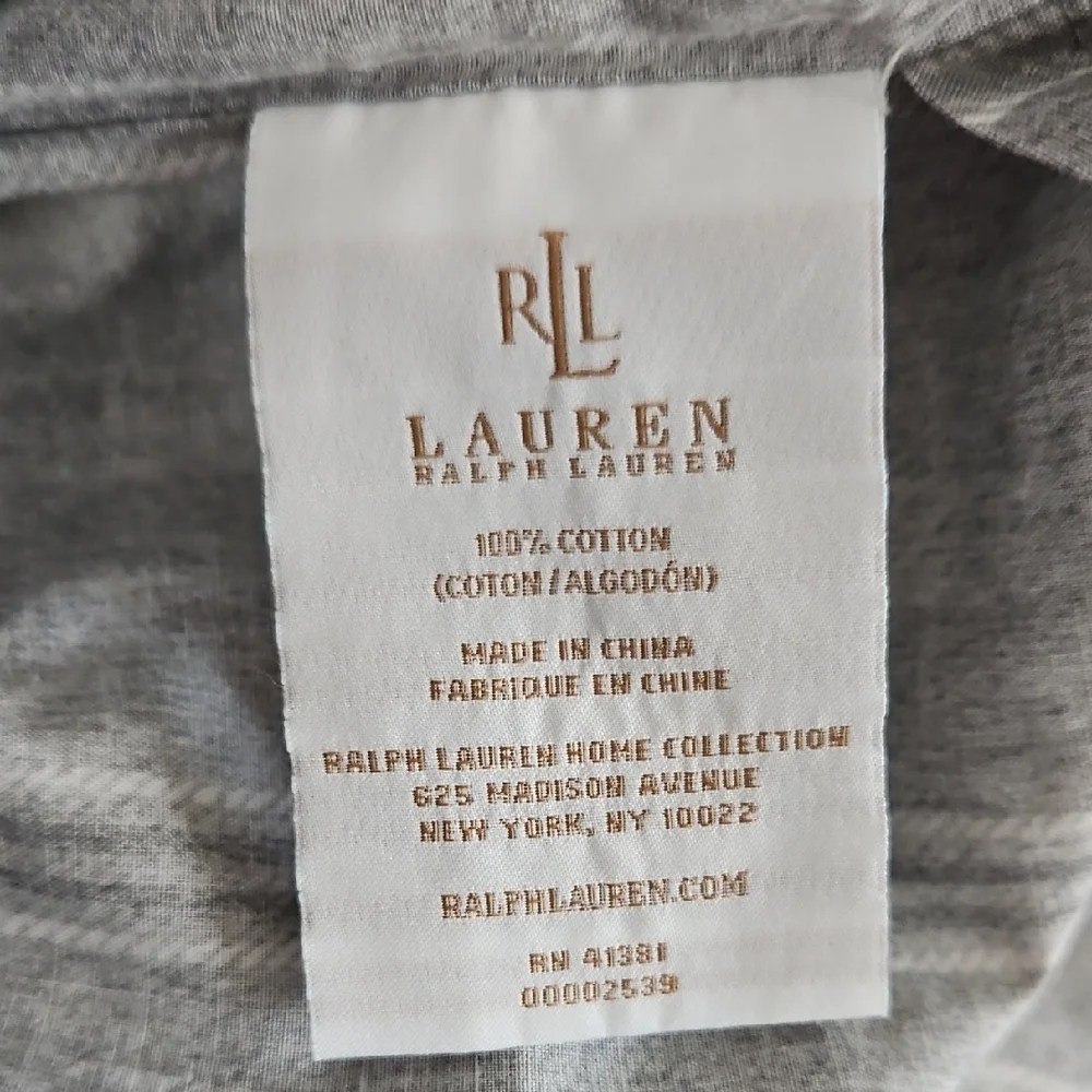 Lauren Ralph Lauren Oakview Striped Pewter Gray and White Full Queen Duvet Cover